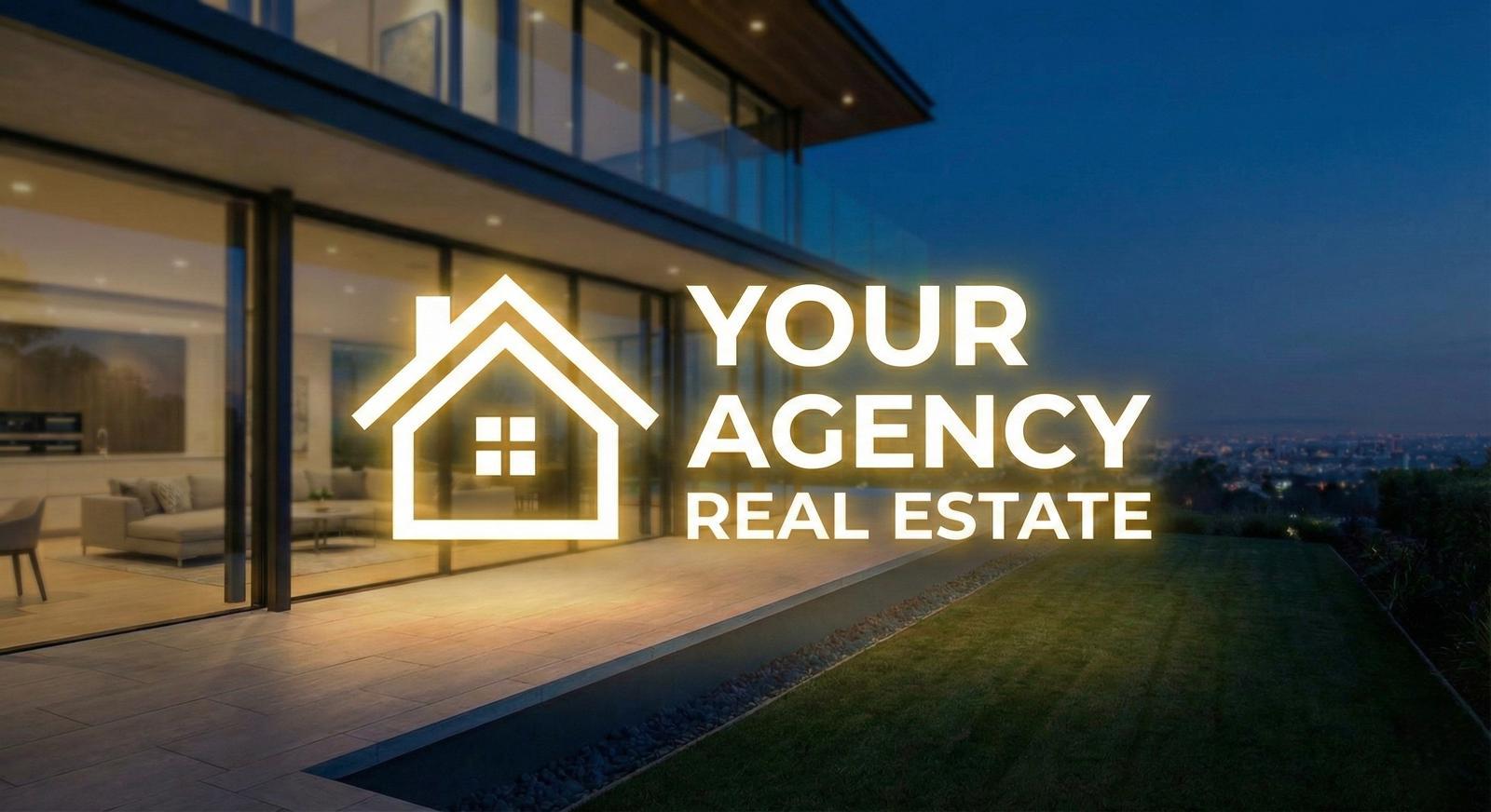 Real estate listing photo with agency branding added using Enhancia