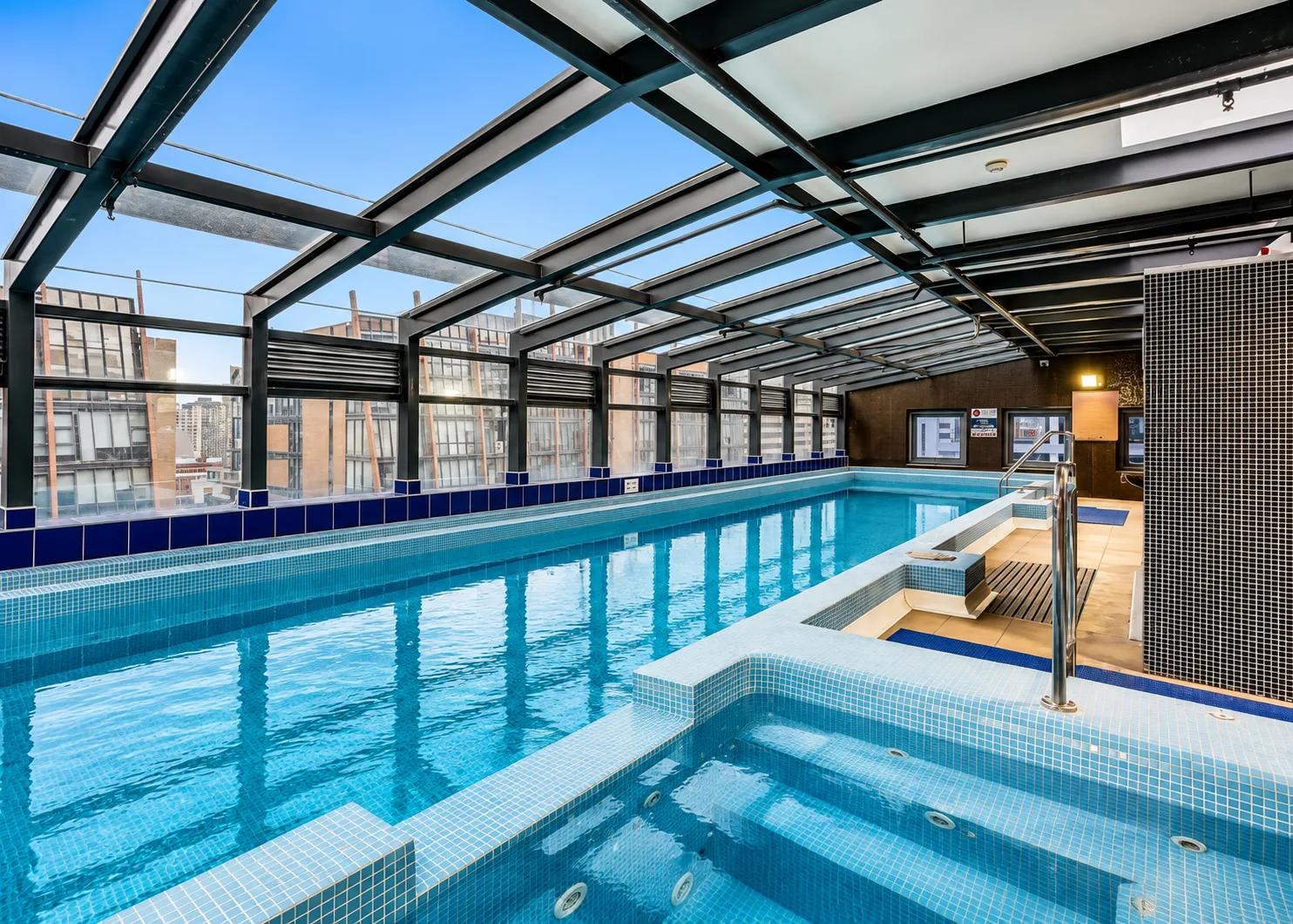 The same pool area after Enhancia's AI edit