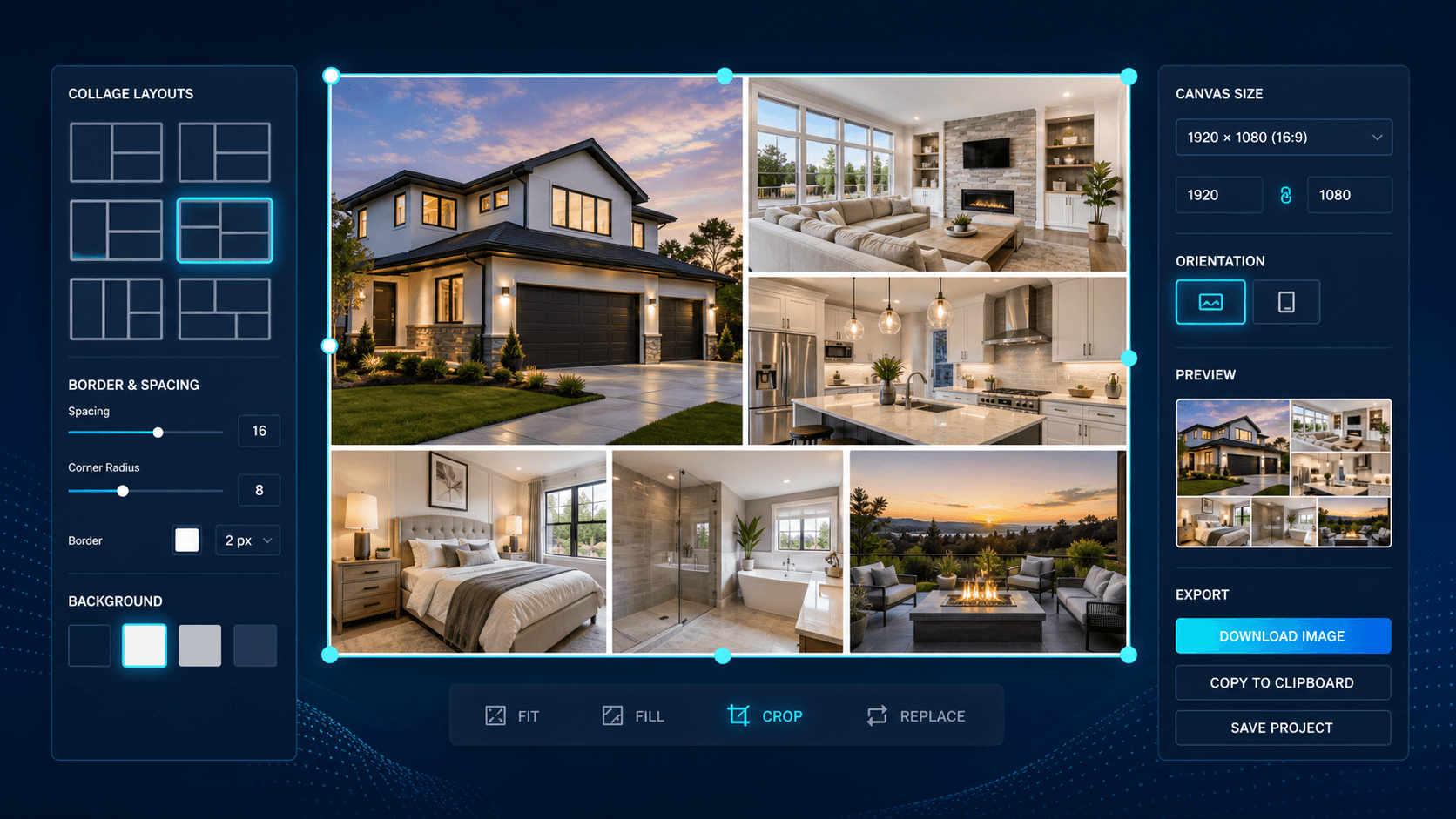 Multiple property photos combined into a single collage image